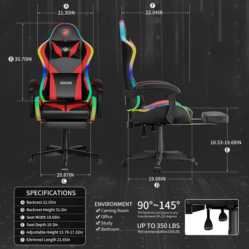 เก้าอี้เล่นเกมผ้าหนัง PU, เก้าอี้ Esports พร้อมไฟ RGB ปรับได้หลายสี, ขับเคลื่อนด้วย USB, รีโมทคอนโทรล เก้าอี้เล่นเกมผ้าหนัง PU, เก้าอี้ Esports พร้อมไฟ RGB ปรับได้หลายสี, ขับเคลื่อนด้วย USB, รีโมทคอนโทรล