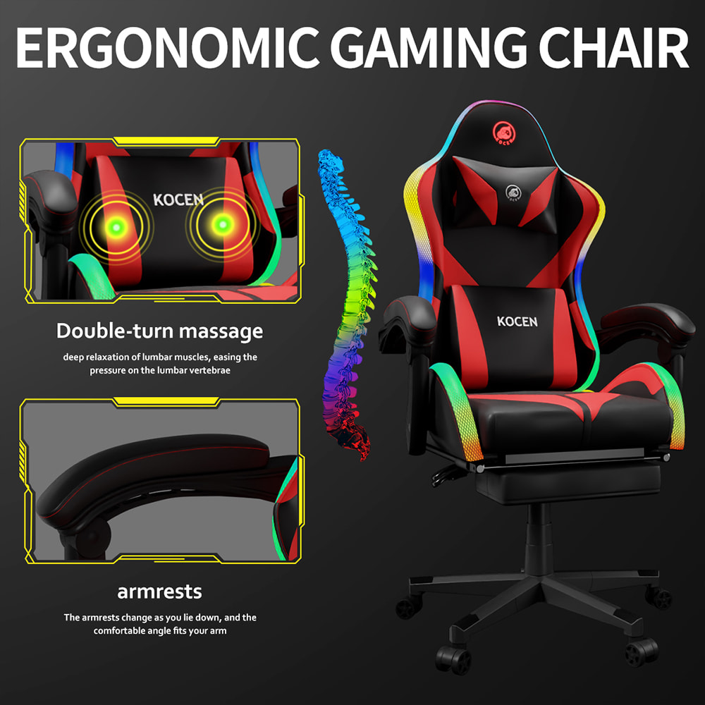 เก้าอี้เล่นเกมผ้าหนัง PU, เก้าอี้ Esports พร้อมไฟ RGB ปรับได้หลายสี, ขับเคลื่อนด้วย USB, รีโมทคอนโทรล เก้าอี้เล่นเกมผ้าหนัง PU, เก้าอี้ Esports พร้อมไฟ RGB ปรับได้หลายสี, ขับเคลื่อนด้วย USB, รีโมทคอนโทรล